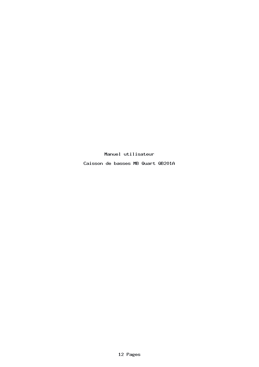 Page 1 de la notice Manuel utilisateur MB Quart QB201A
