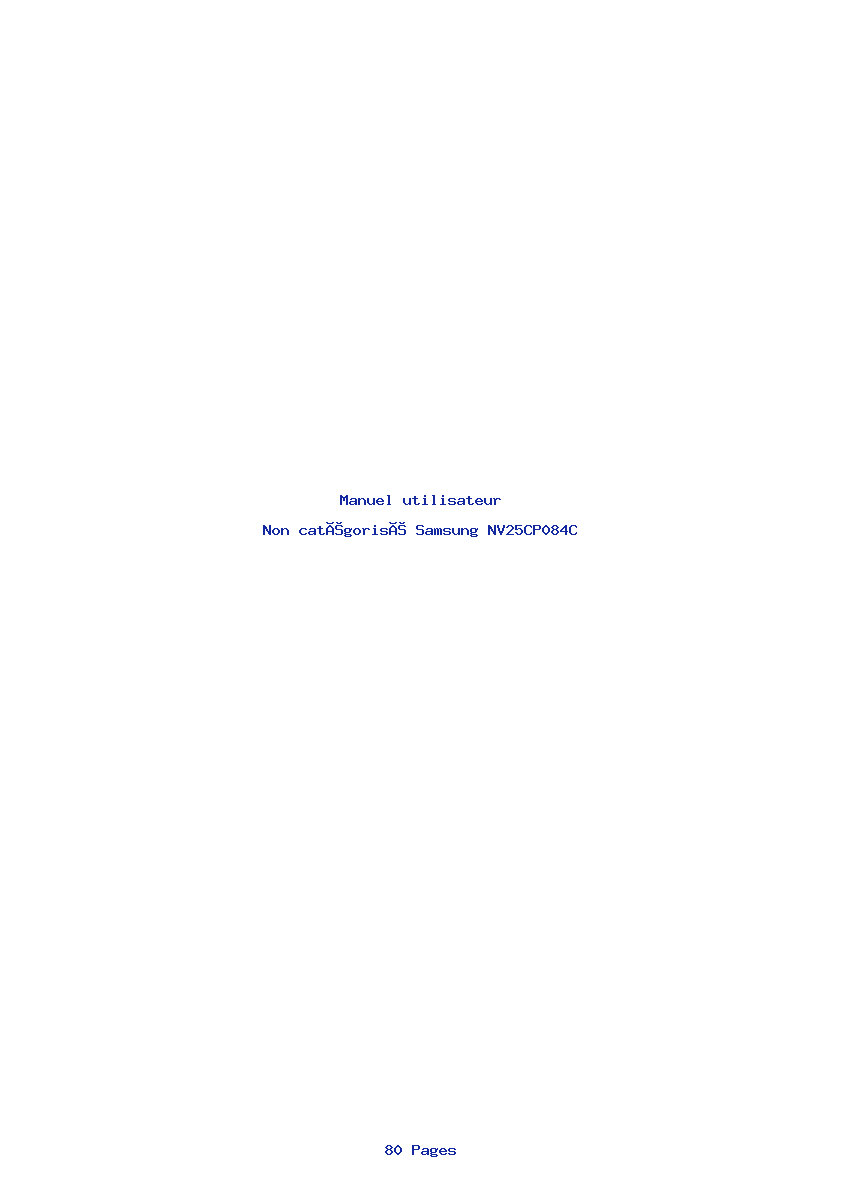 Page 1 de la notice Manuel utilisateur Samsung NV25CP084C