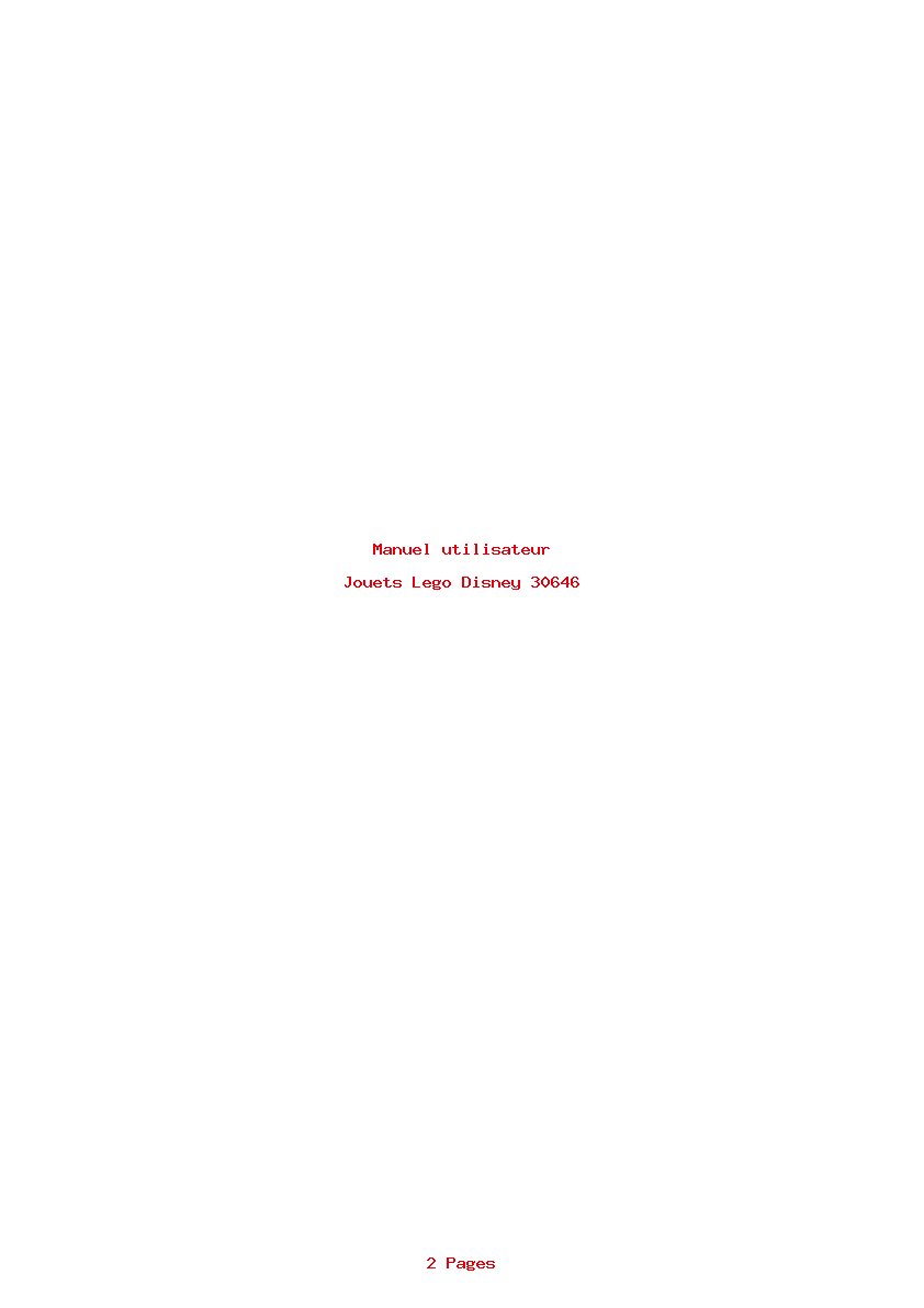 Page 1 de la notice Manuel utilisateur Lego Disney 30646
