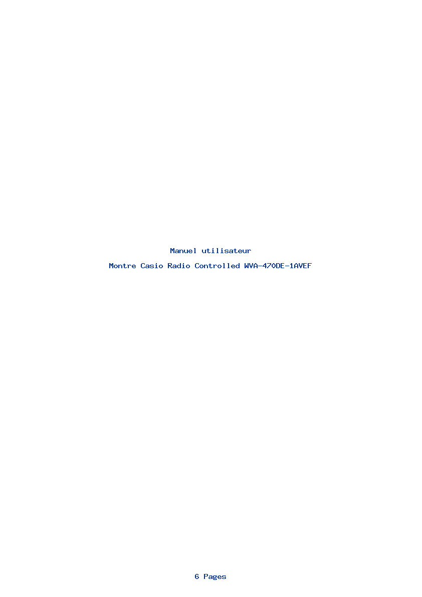 Page 1 de la notice Manuel utilisateur Casio Radio Controlled WVA-470DE-1AVEF