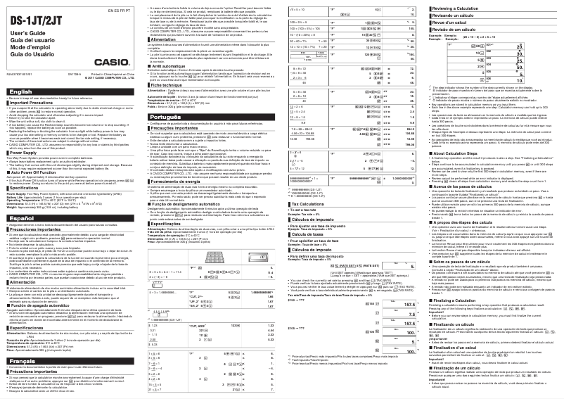 Página 1 del manual Manual de usuario Casio DS-2JT