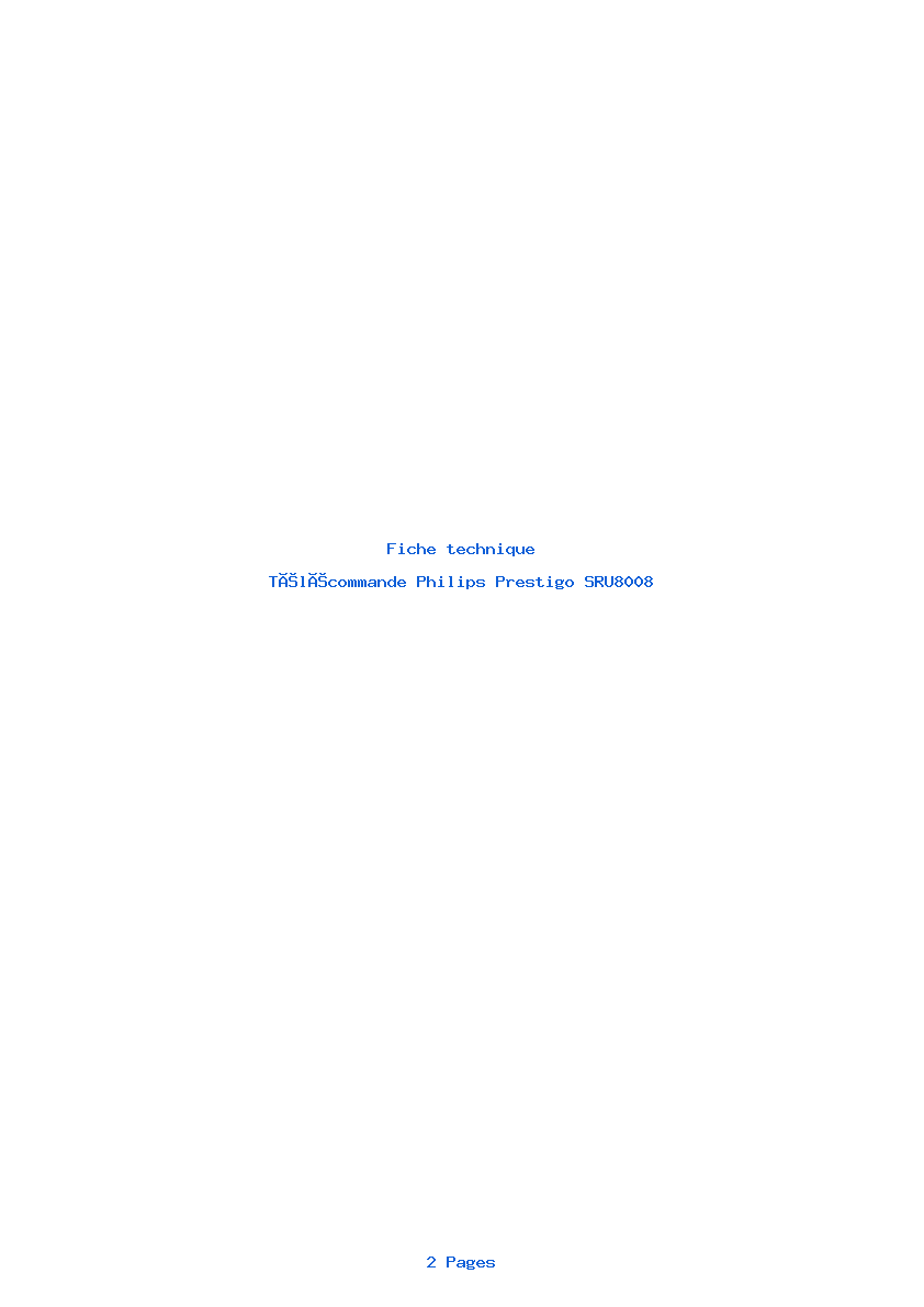Image de la première page du manuel de l'appareil Prestigo SRU8008