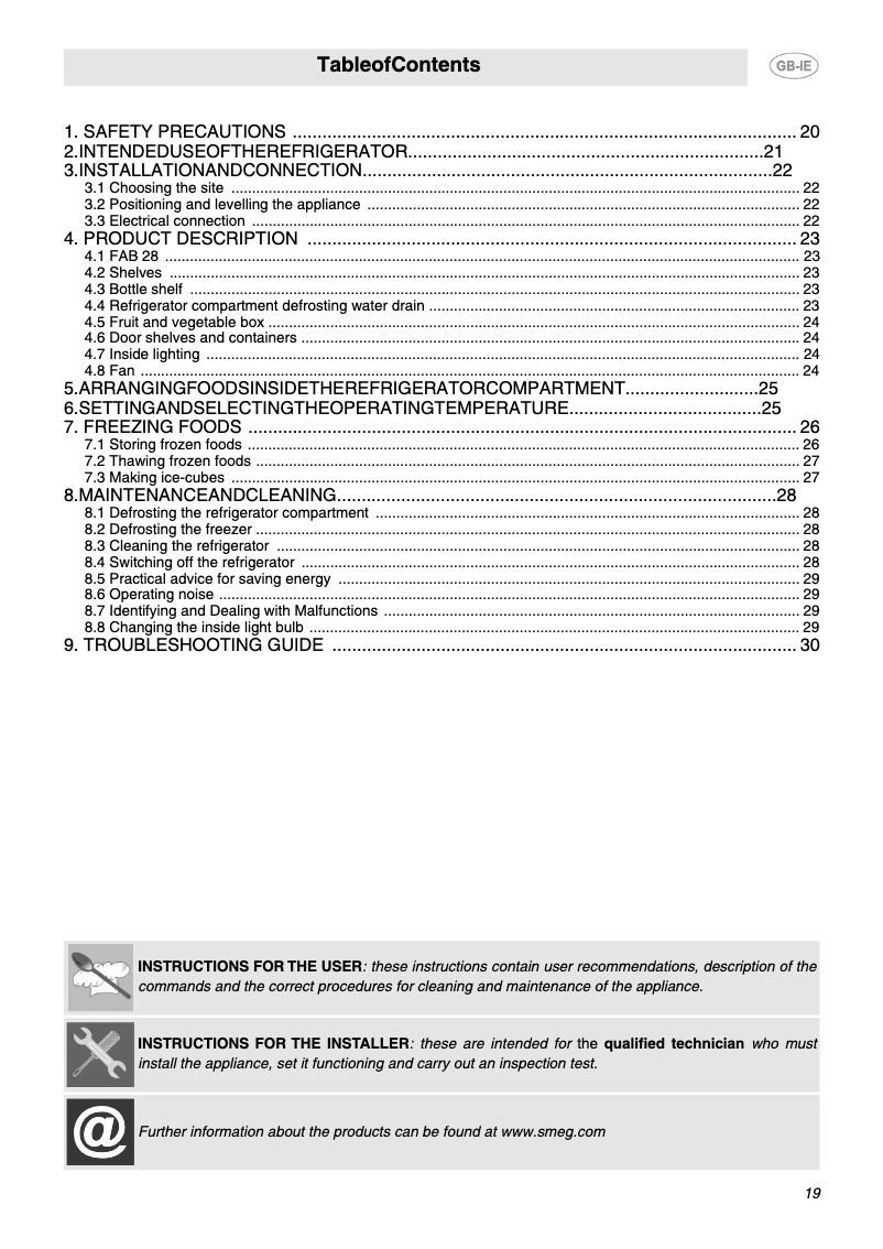 Página 1 del manual Manual de usuario Smeg FAB28LUJ