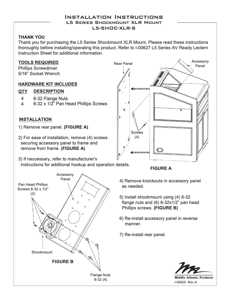 Page 1 de la notice Manuel utilisateur Middle Atlantic L5-SHOC-XLR-S