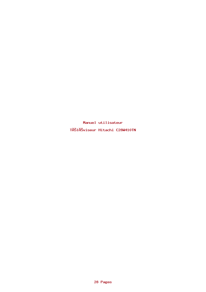 Page 1 de la notice Manuel utilisateur Hitachi C28W410TN