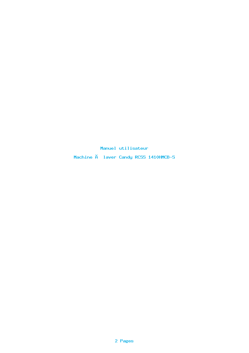 Page 1 de la notice Manuel utilisateur Candy RCSS 1410HMCB-S