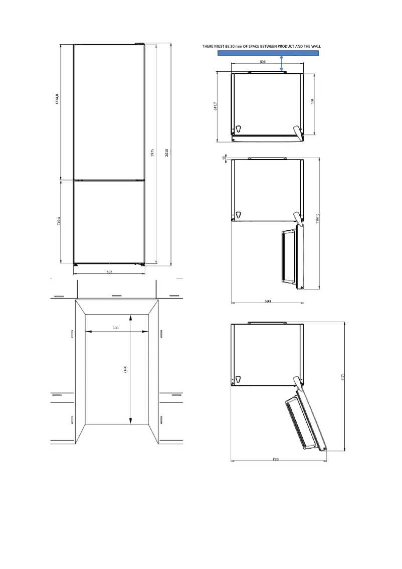 Page 1 de la notice Dessin technique Cylinda KF2300XNE