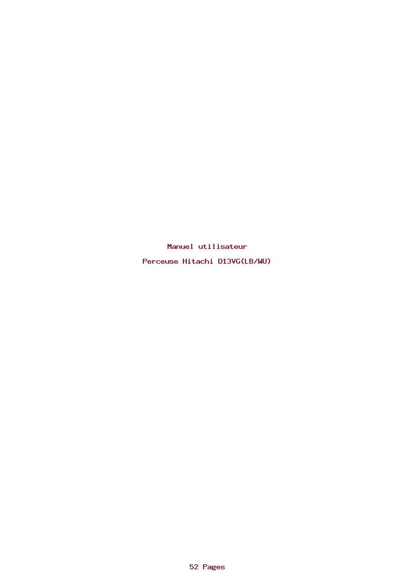 Page 1 de la notice Manuel utilisateur Hitachi D13VG(LB/WU)
