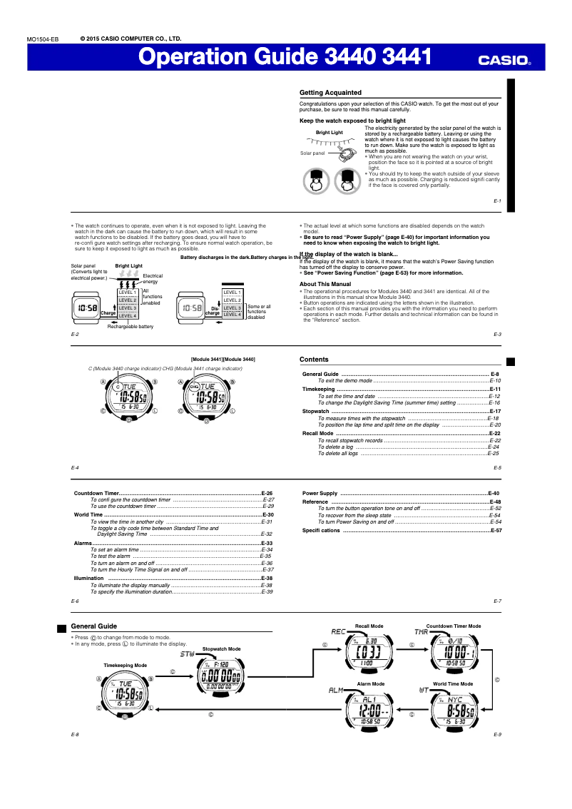 Page 1 de la notice Manuel utilisateur Casio STLS110H-1A