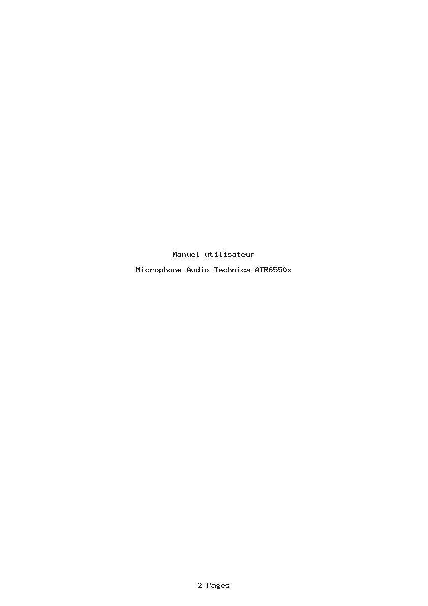 Page 1 de la notice Manuel utilisateur Audio-Technica ATR6550x