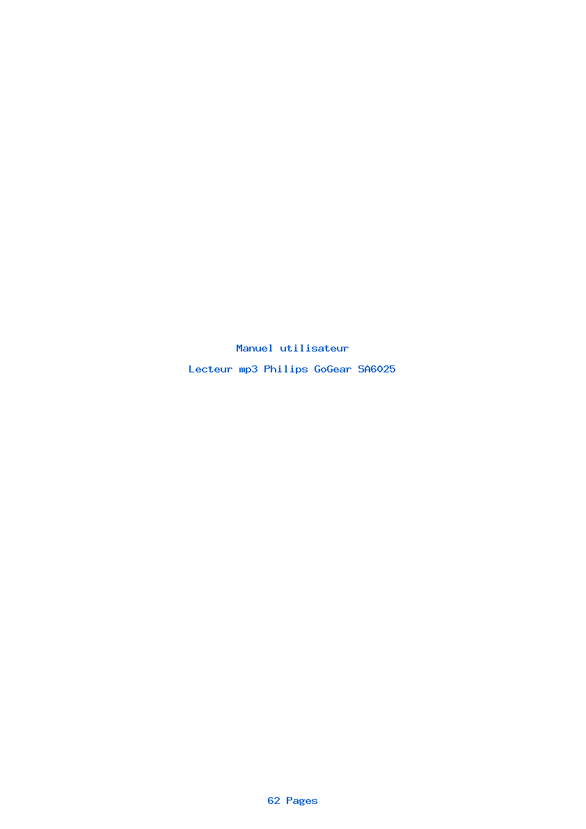 Page 1 de la notice Manuel utilisateur Philips GoGear SA6025