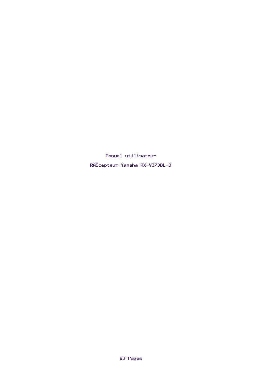 Page 1 de la notice Manuel utilisateur Yamaha RX-V373BL-B