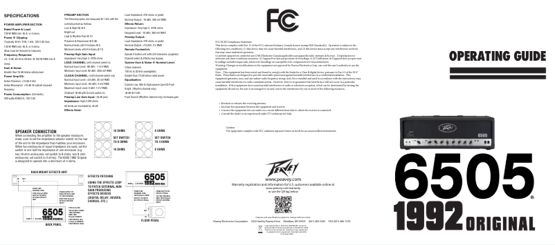 Página 1 del manual Manual de usuario Peavey 6505 1992 Original