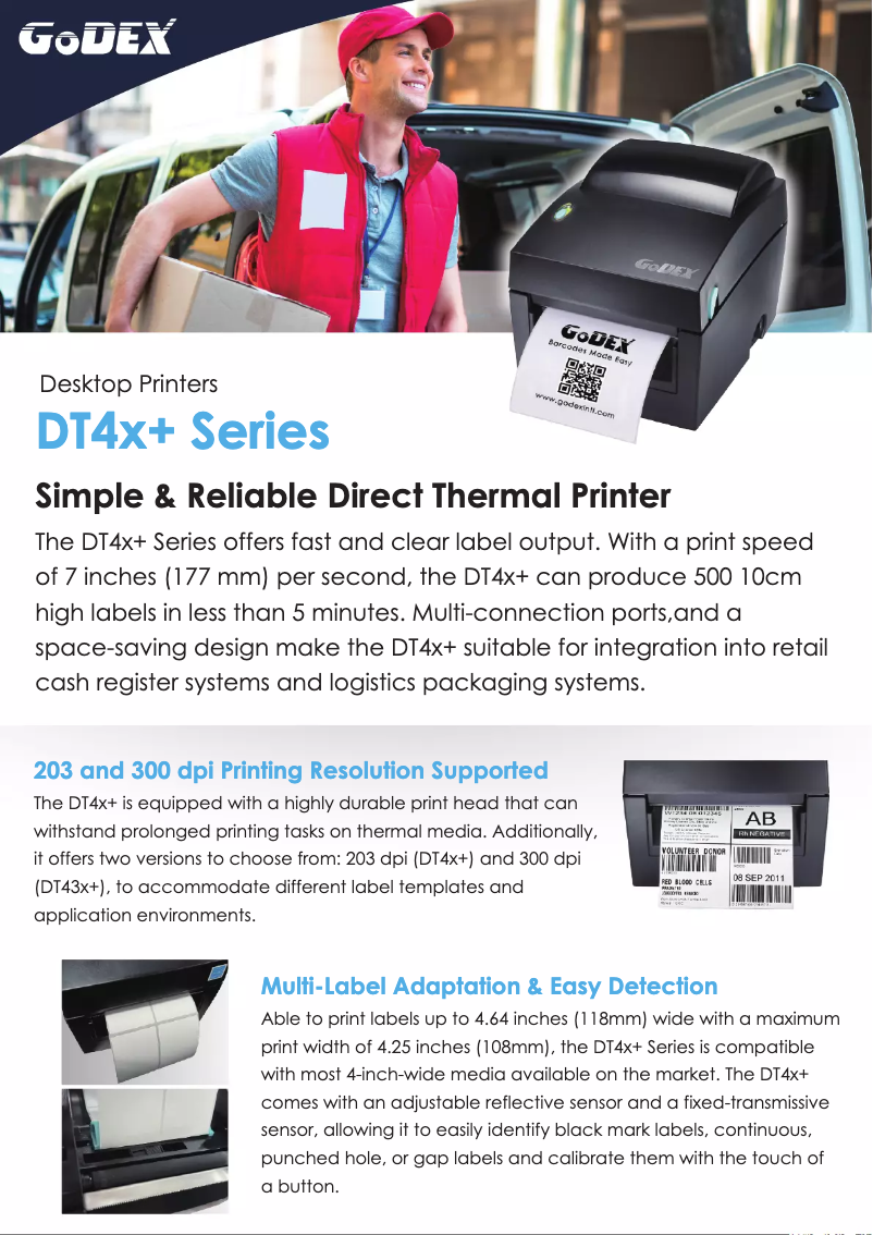 Page 1 de la notice Brochure Godex DT43x+