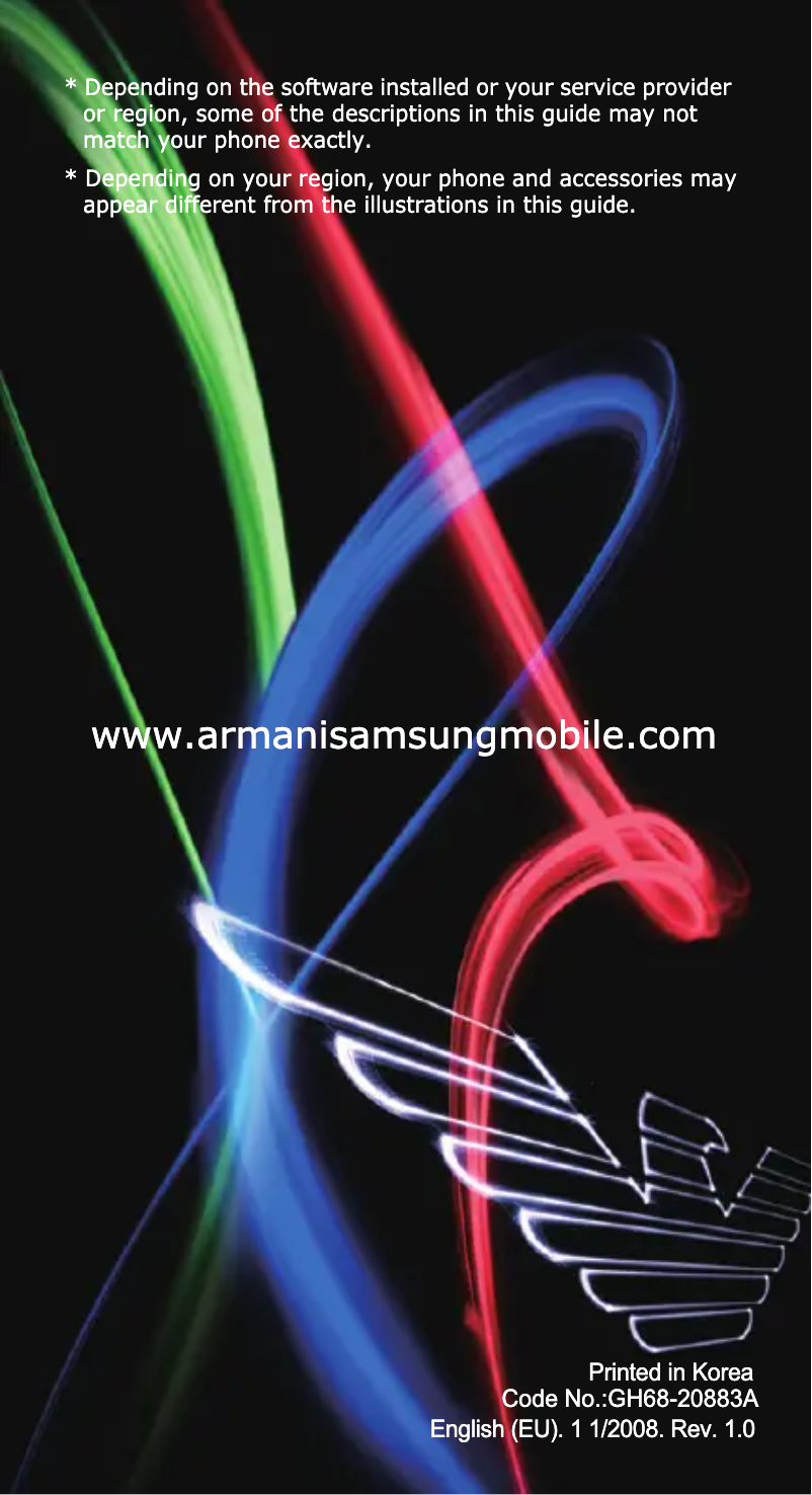 Page 1 de la notice Manuel utilisateur Samsung Emporio Armani GT-M7500