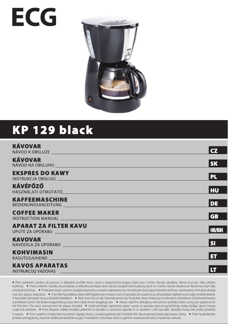 Page 1 de la notice Manuel utilisateur ECG KP 129