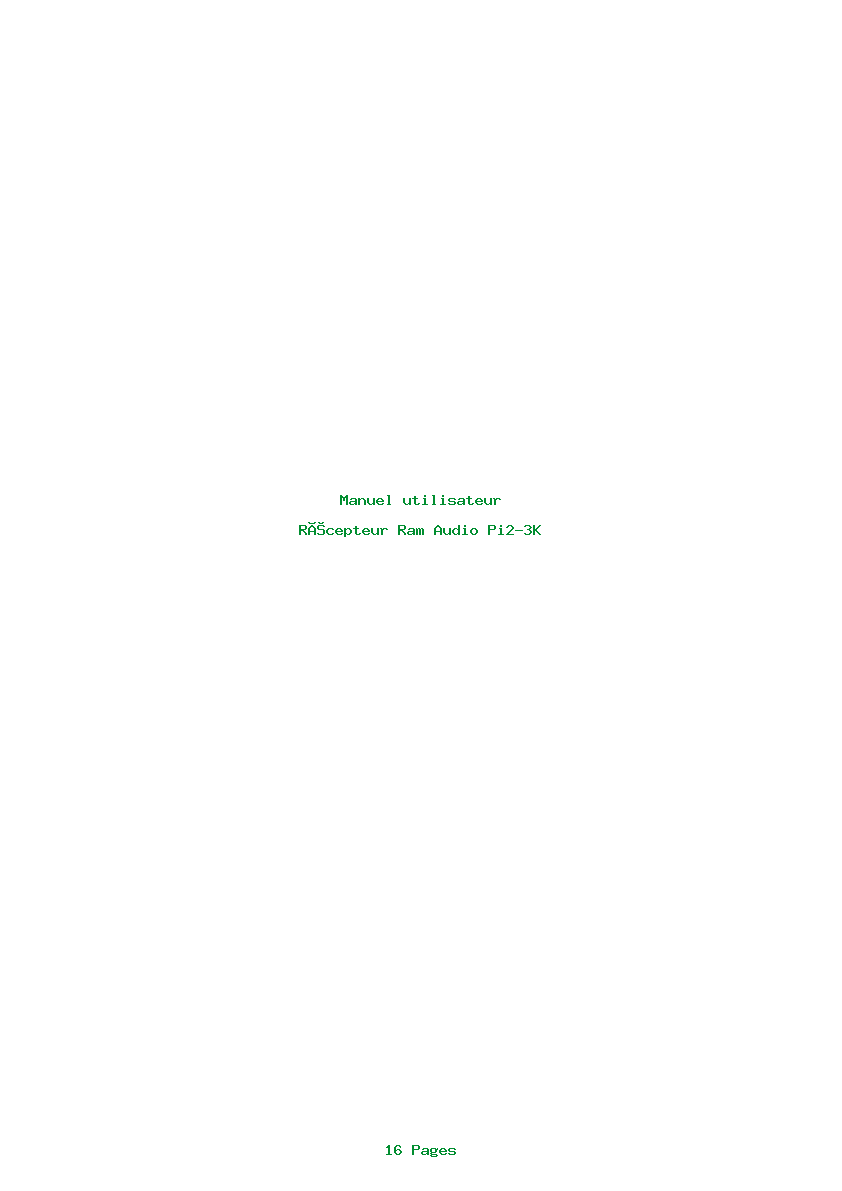 Page 1 de la notice Manuel utilisateur Ram Audio Pi2-3K