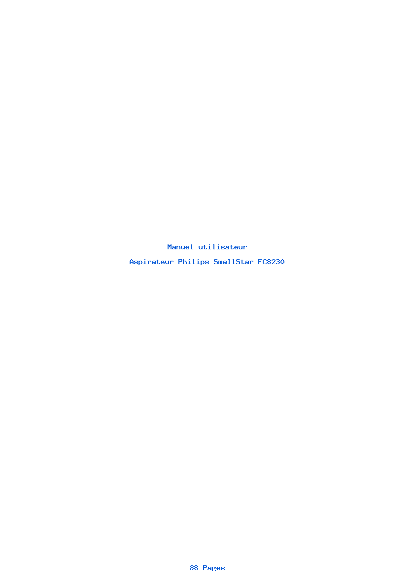 Page 1 de la notice Manuel utilisateur Philips SmallStar FC8230