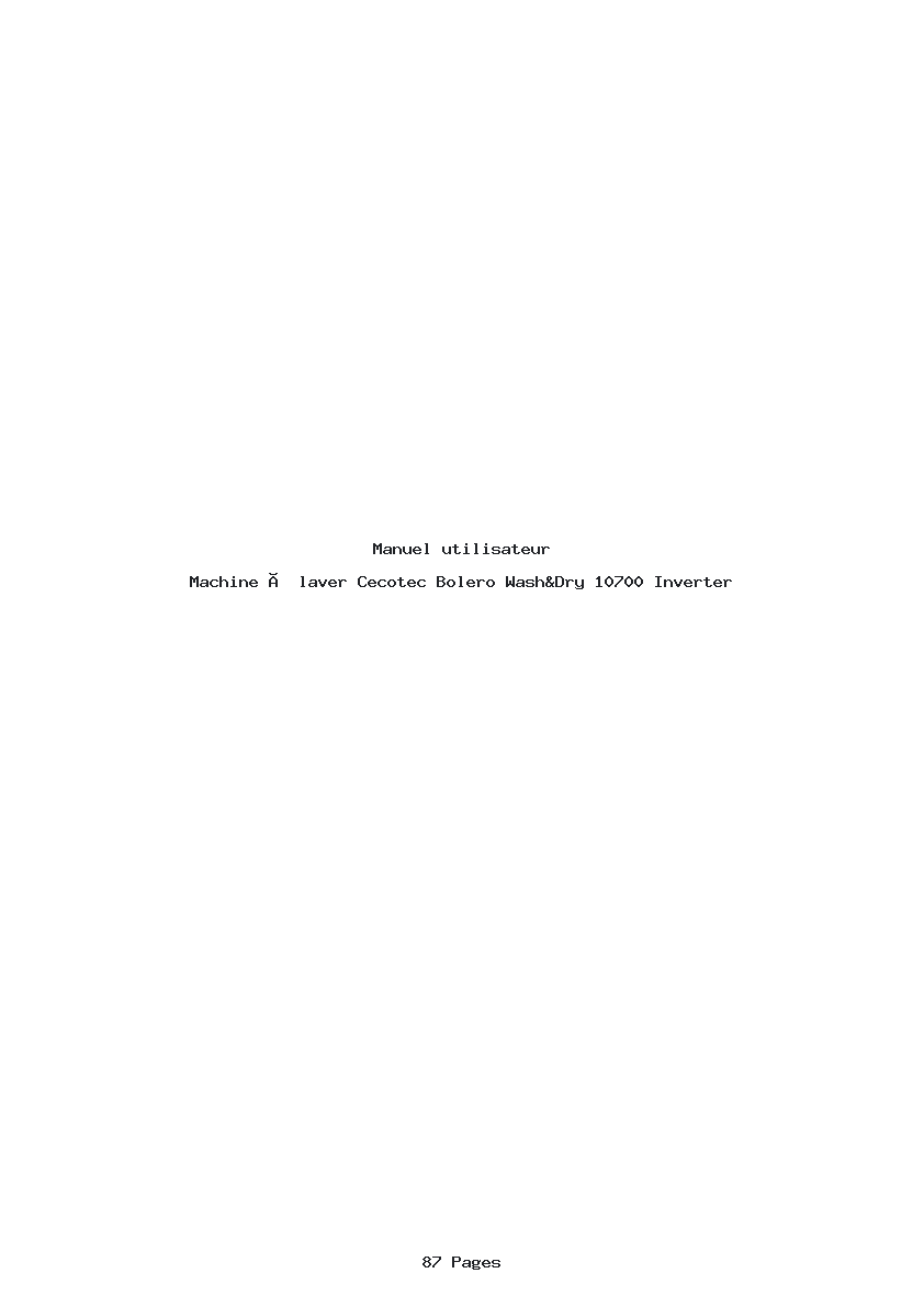 Page 1 de la notice Manuel utilisateur Cecotec Bolero Wash&Dry 10700 Inverter