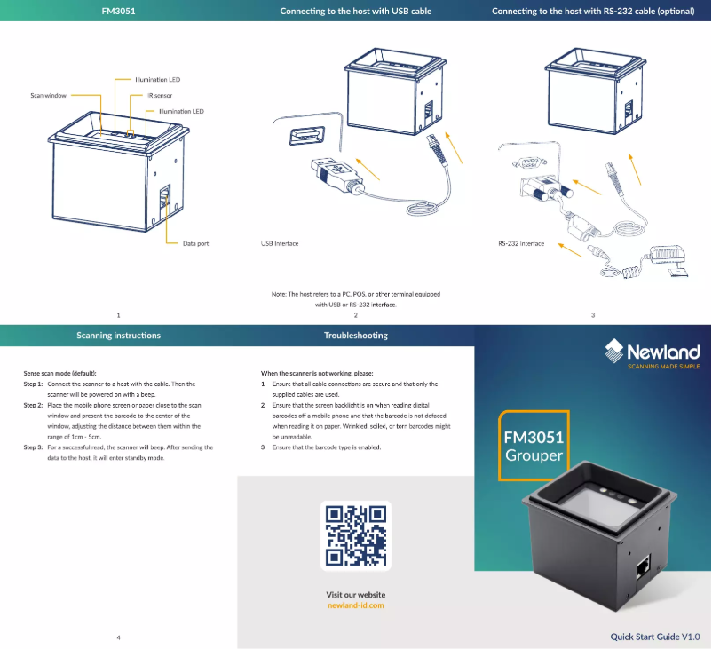 Page 1 of the manual Quick Start Guide Newland FM3051 Grouper