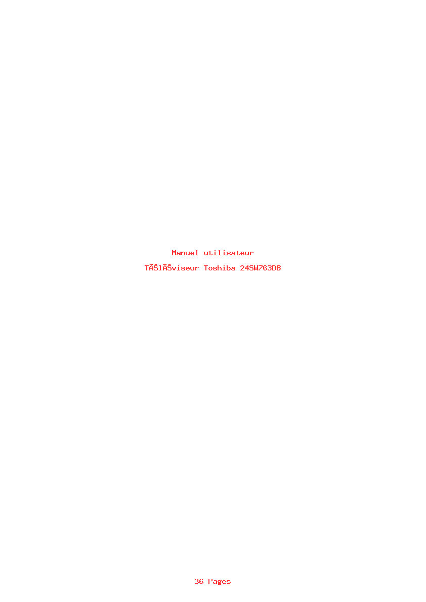 Page 1 de la notice Manuel utilisateur Toshiba 24SW763DB