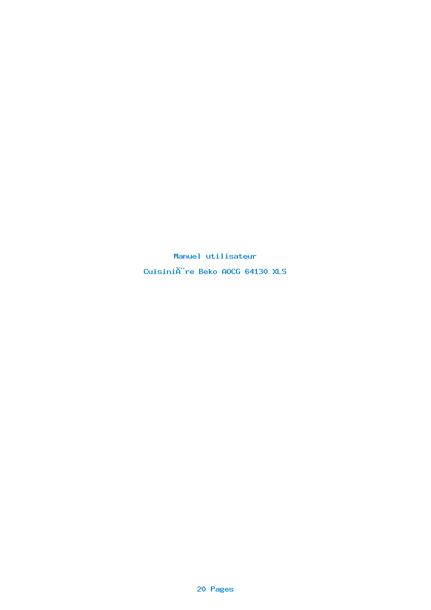 Page 1 de la notice Manuel utilisateur Beko AOCG 64130 XLS