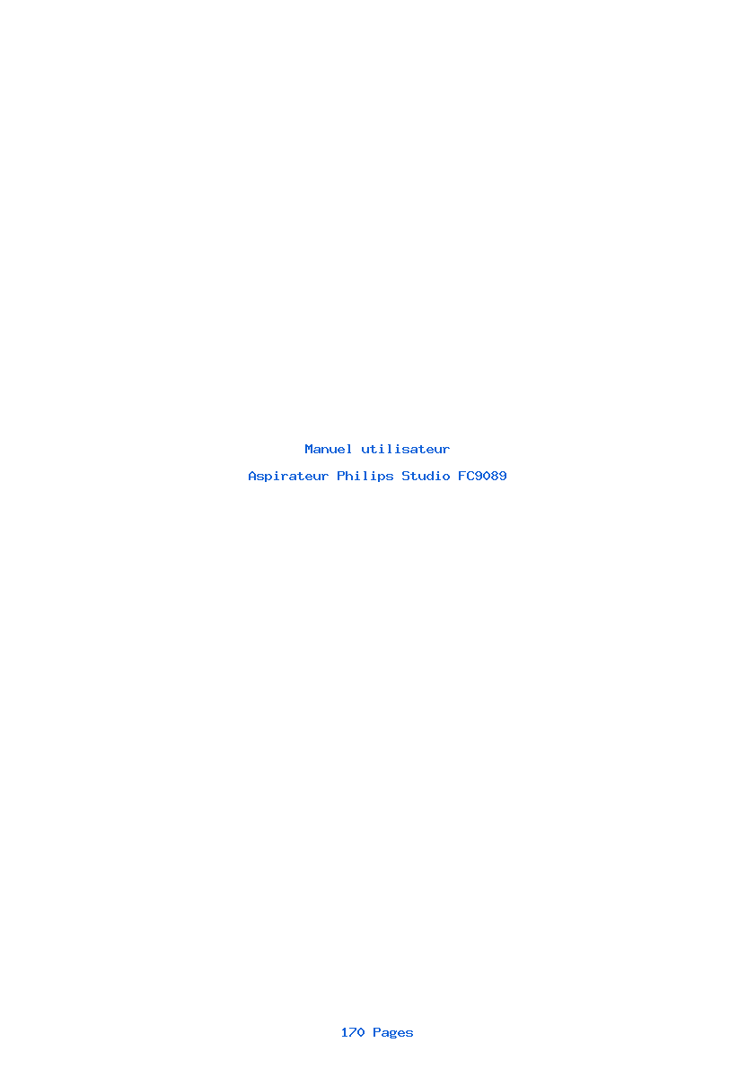 Page 1 de la notice Manuel utilisateur Philips Studio FC9089