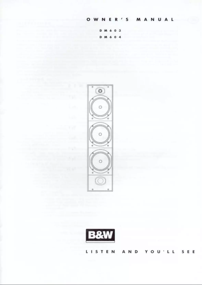 Page 1 de la notice Manuel utilisateur Bowers & Wilkins DM 603