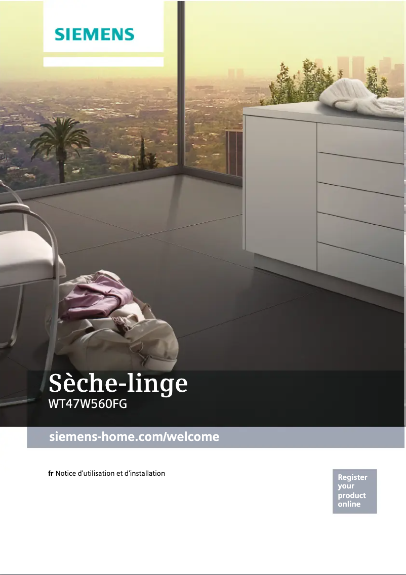 Page 1 de la notice Guide d'installation Siemens WT47W560FG
