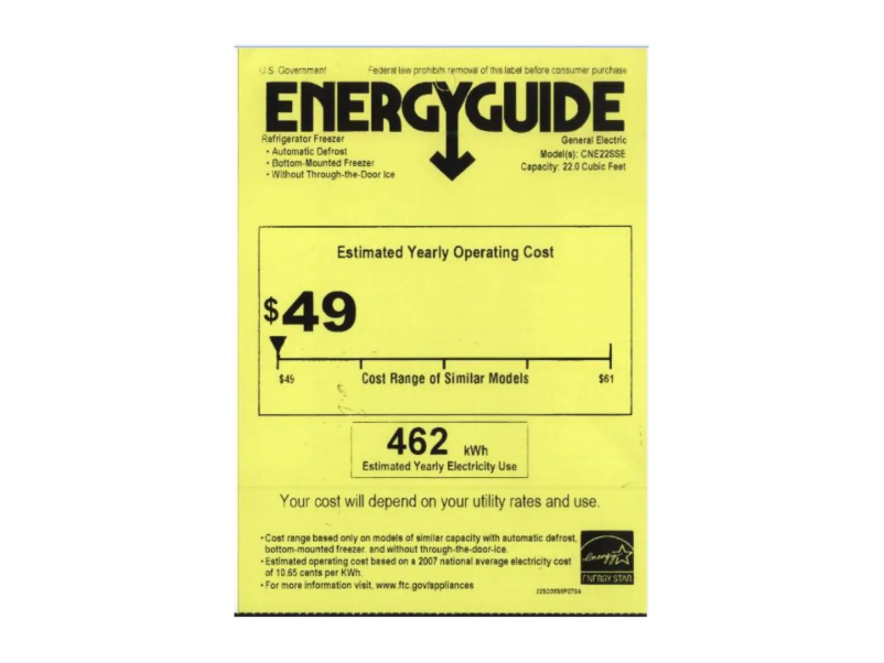 Page 1 de la notice Label énergétique GE Café CNE22SSESS