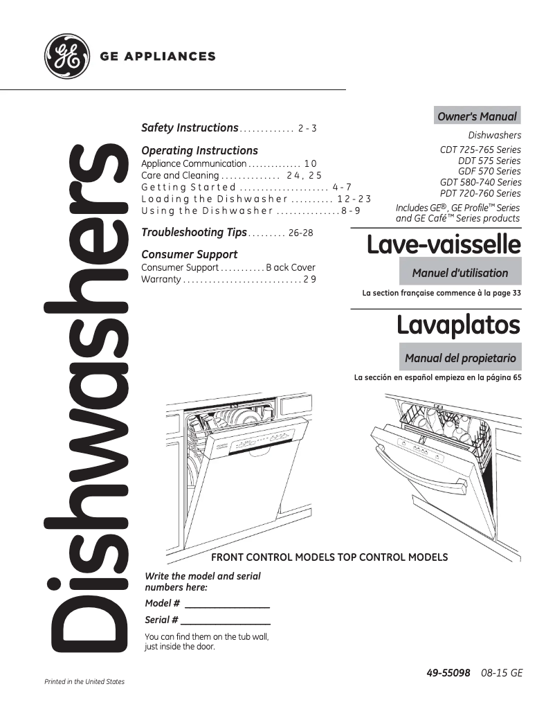 Página 1 del manual Manual de uso y mantenimiento GE Profile PDT760SSJSS