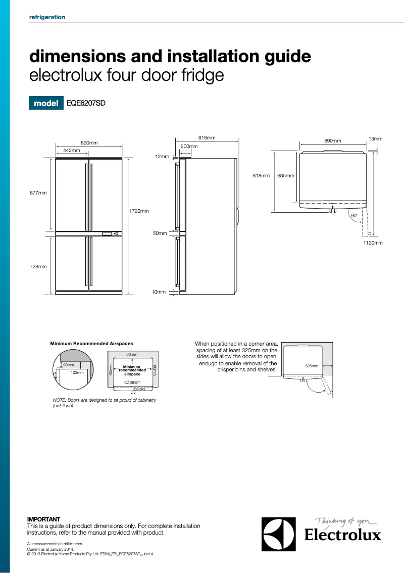 Página 1 del manual Guía de instalación Electrolux EQE6207SD