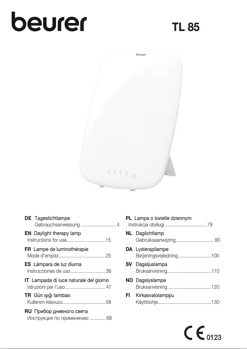Page 1 de la notice Manuel utilisateur Beurer TL 85