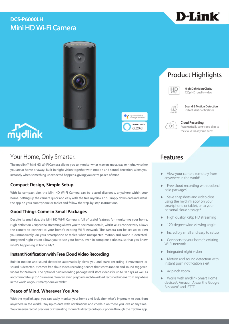 Page 1 de la notice Fiche technique D-Link DCS-P6000LH