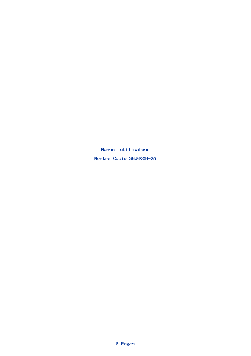 Page 1 de la notice Manuel utilisateur Casio SGW600H-2A
