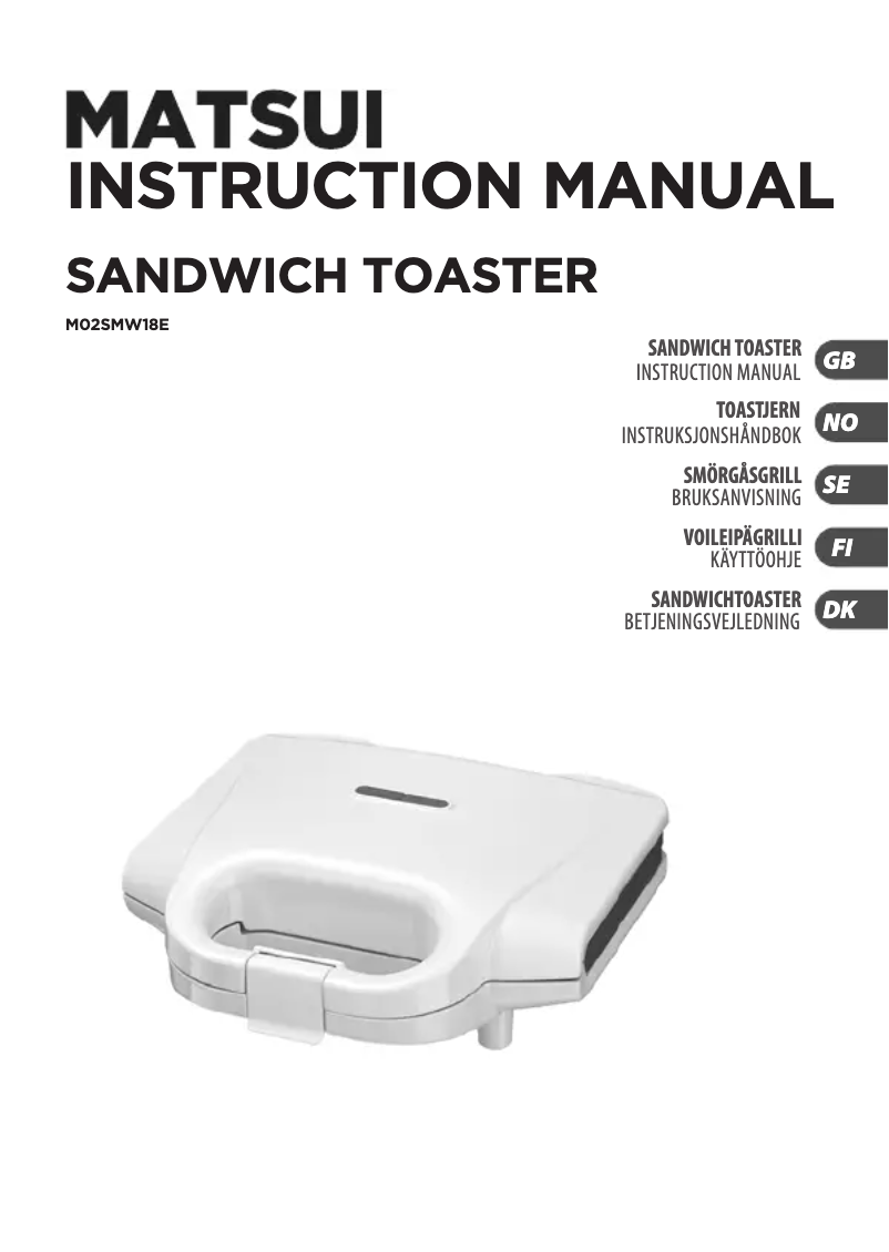 Page 1 de la notice Manuel utilisateur Matsui M02SMW18E