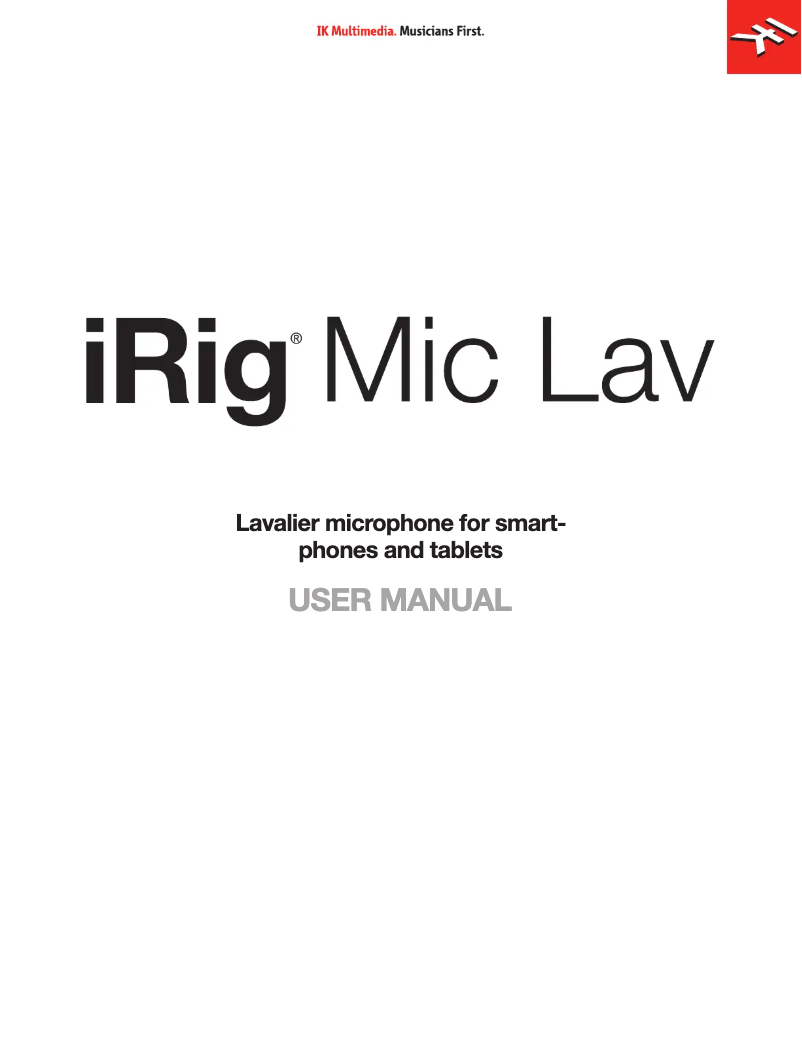 Page 1 de la notice Manuel utilisateur IK Multimedia iRig Mic Lav