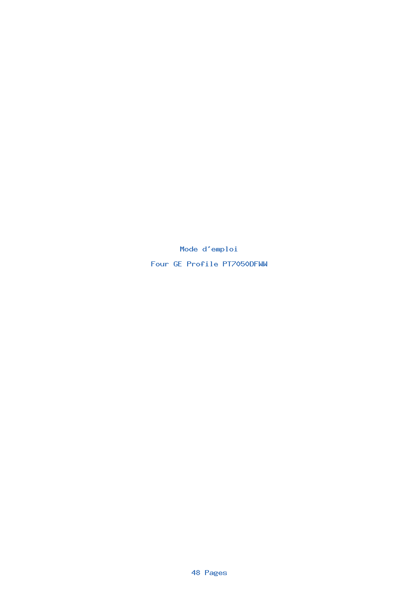 Page 1 de la notice Mode d'emploi GE Profile PT7050DFWW
