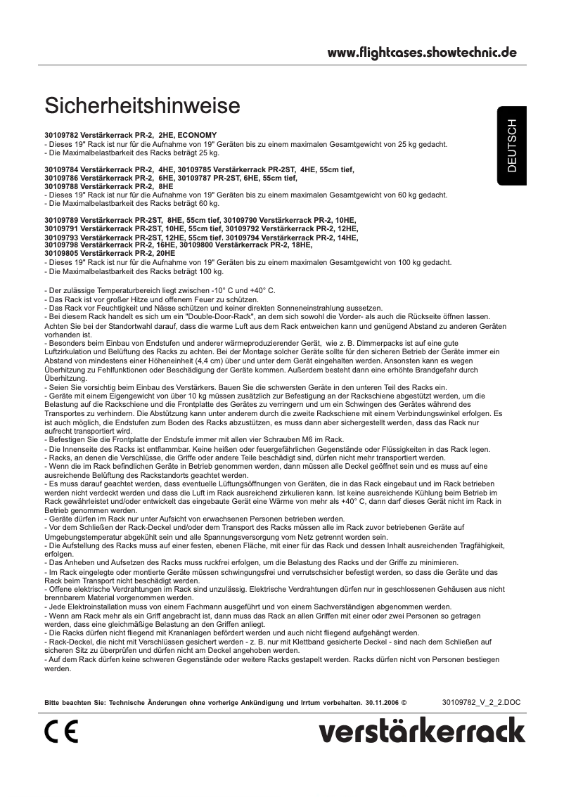 Page 1 de la notice Manuel utilisateur Roadinger Amplifier Rack PR-2