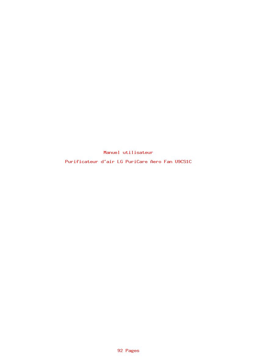 Page 1 de la notice Manuel utilisateur LG PuriCare Aero Fan U9CS1C