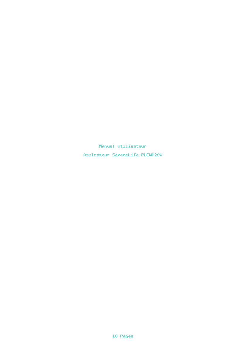 Page 1 de la notice Manuel utilisateur SereneLife PUCWM200