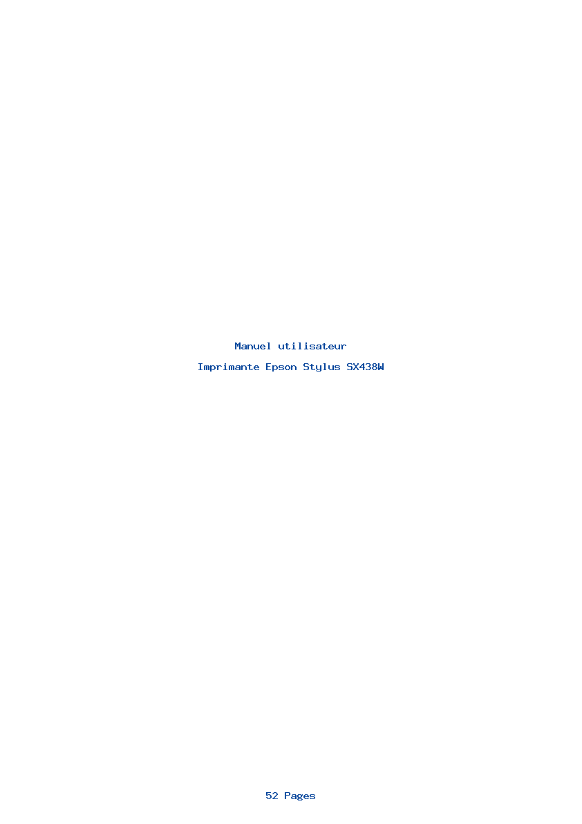 Page 1 de la notice Manuel utilisateur Epson Stylus SX438W