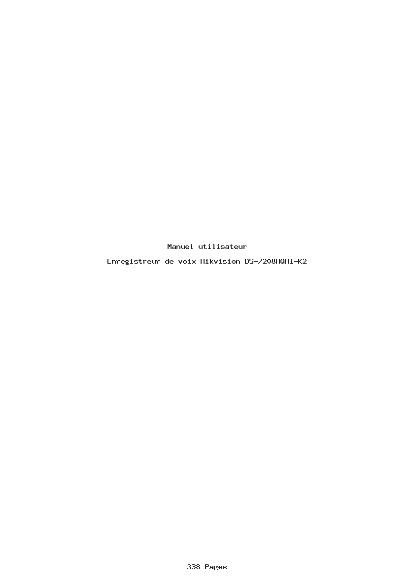 Page 1 de la notice Manuel utilisateur Hikvision DS-7208HQHI-K2