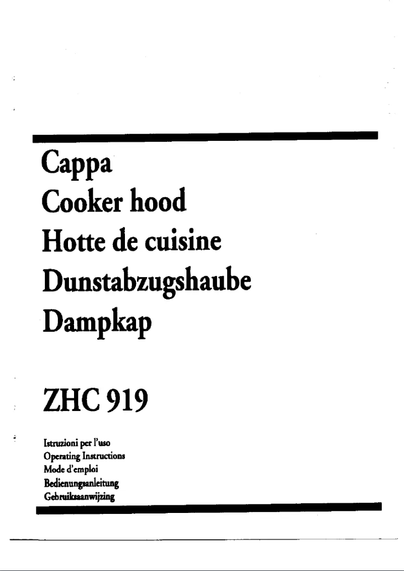 Page 1 de la notice Manuel utilisateur Zanussi ZHC 919 x