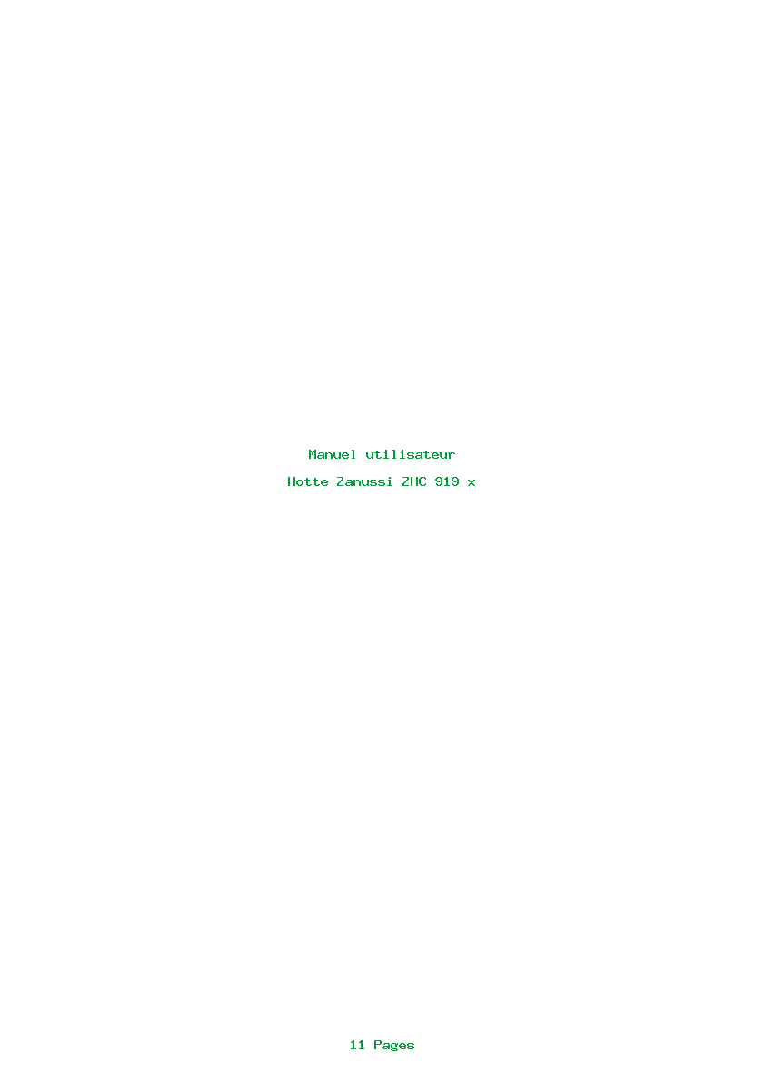 Page 1 de la notice Manuel utilisateur Zanussi ZHC 919 x