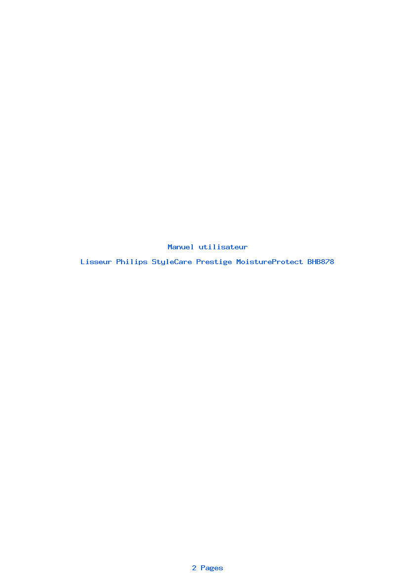 Page 1 de la notice Manuel utilisateur Philips StyleCare Prestige MoistureProtect BHB878