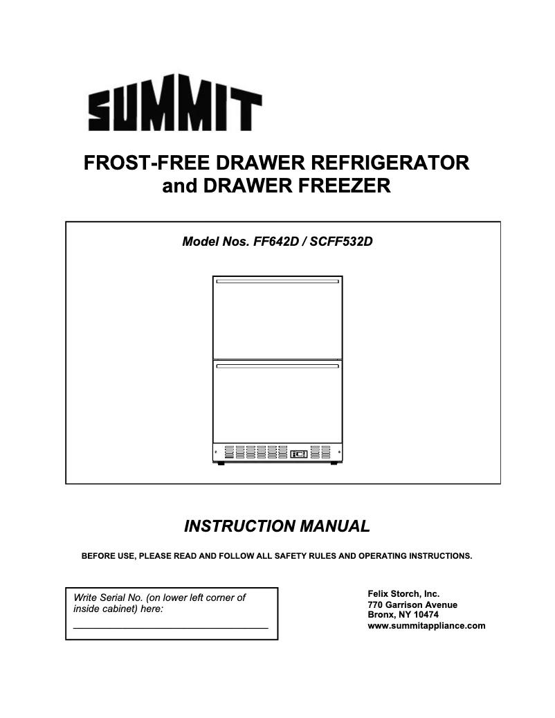 Page 1 de la notice Manuel utilisateur Summit FF642D