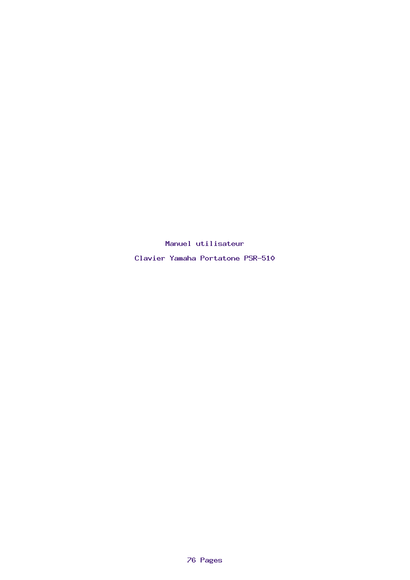 Page 1 de la notice Manuel utilisateur Yamaha Portatone PSR-510