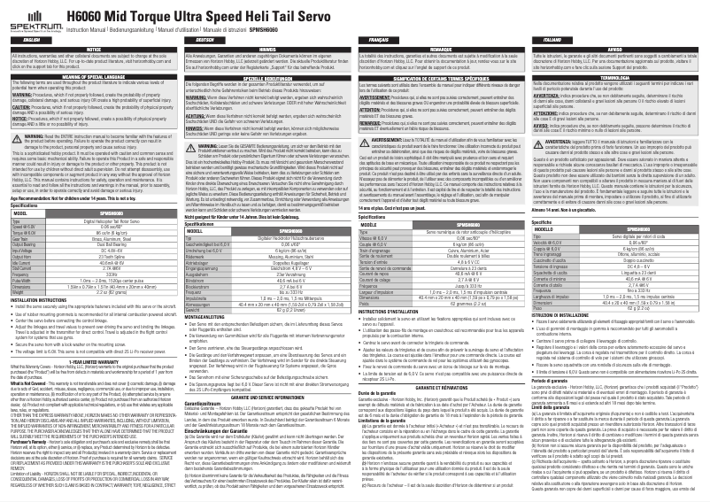 Page 1 de la notice Manuel utilisateur Spektrum H6060