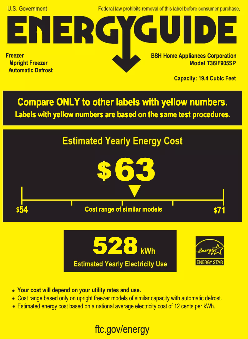Page 1 de la notice Label énergétique Thermador T36IF905SP